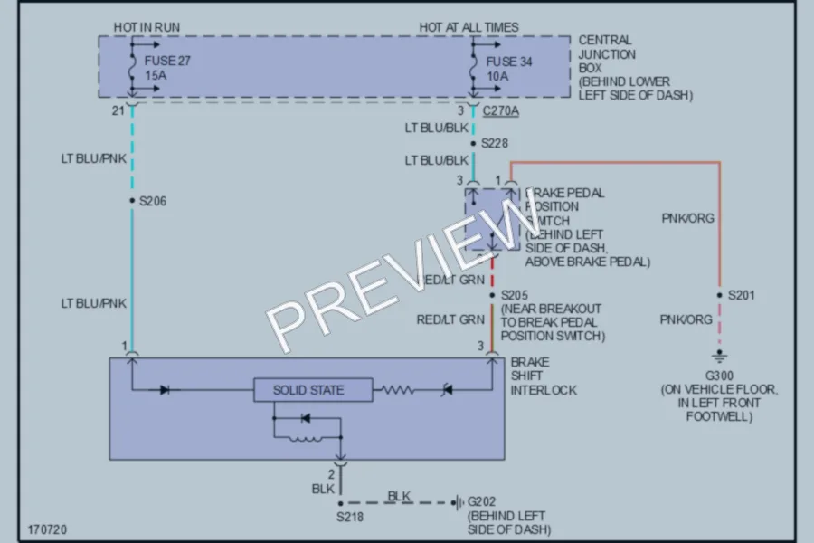 2003 Ford F350 Super Duty Shift Interlock wiring diagram preview