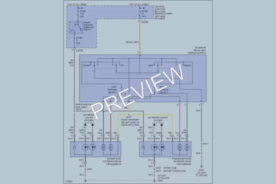 2003 Ford F450ChsCab Power Mirrors wiring diagram preview