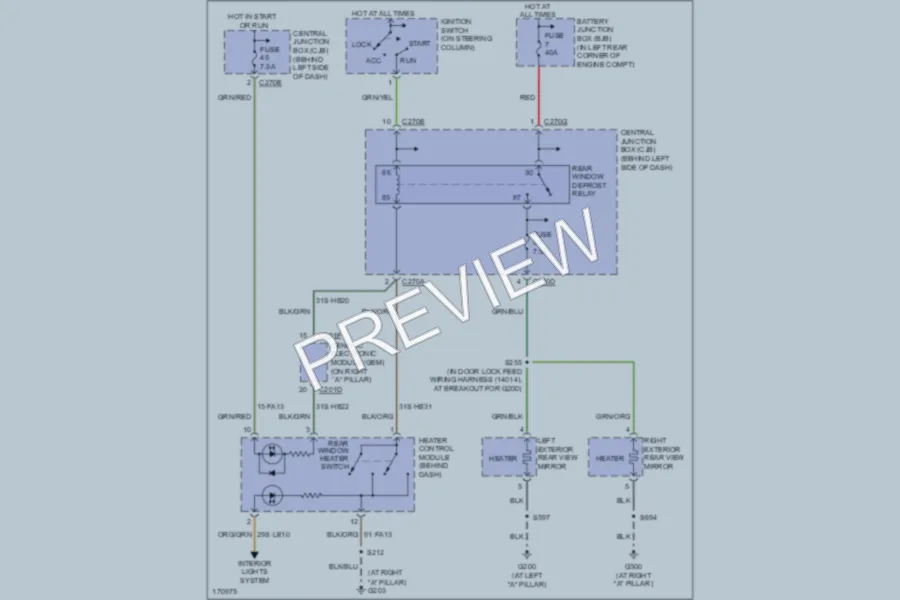 2003 Ford Focus Defoggers wiring diagram preview