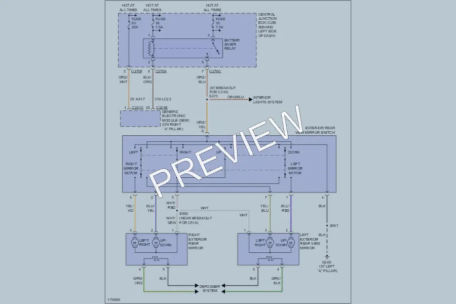 2003 Ford Focus Power Mirrors wiring diagram preview