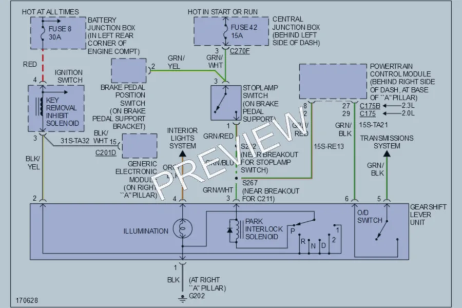 2003 Ford Focus Shift Interlock wiring diagram preview