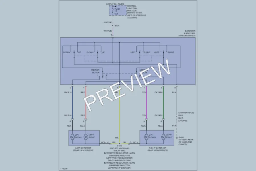 2003 Ford Mustang Power Mirrors wiring diagram preview