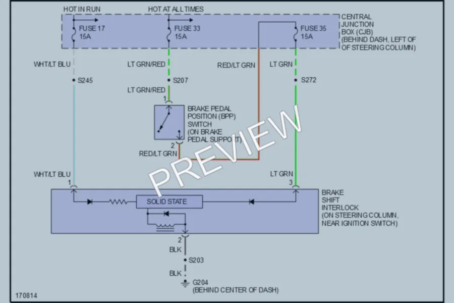2003 Ford Mustang Shift Interlock wiring diagram preview