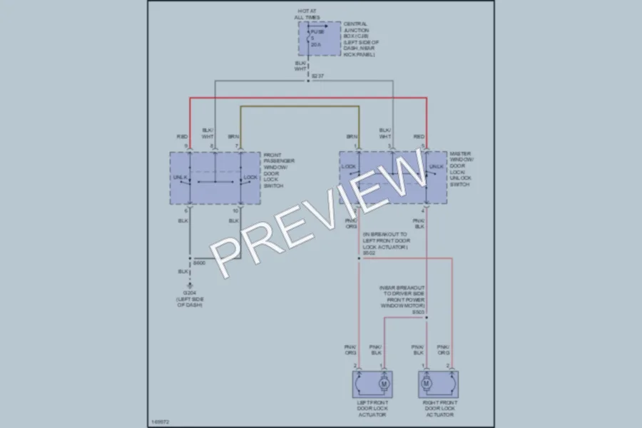 2003 Ford E350 Super Duty Power Door Locks wiring diagram preview