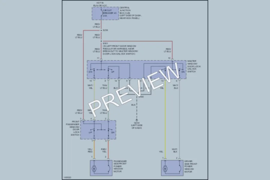 2003 Ford E350 Super Duty Power Windows wiring diagram preview