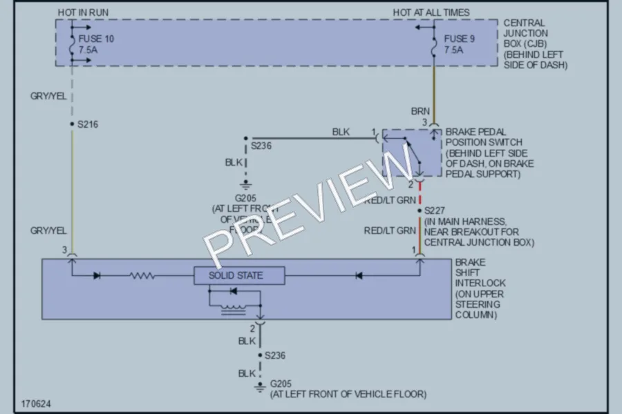 2003 Ford Ranger Shift Interlock wiring diagram preview