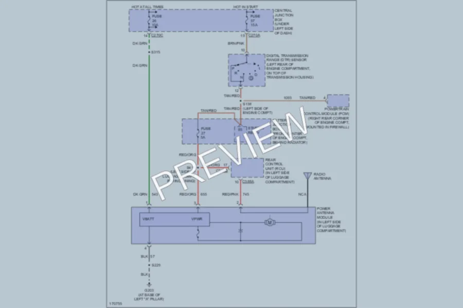 2003 Ford Taurus Power Antenna wiring diagram preview