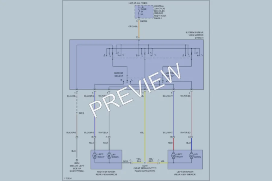 2003 Ford Thunderbird Power Mirrors wiring diagram preview