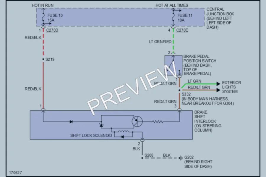 2003 Ford Windstar Shift Interlock wiring diagram preview