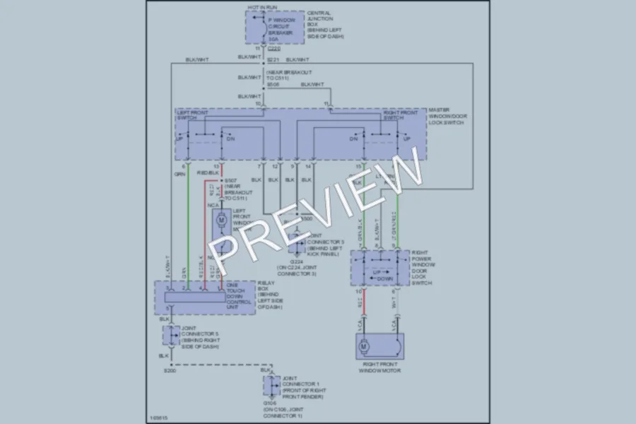 2003 Ford ZX2 Power Windows wiring diagram preview