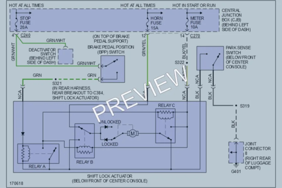 2003 Ford ZX2 Shift Interlock wiring diagram preview