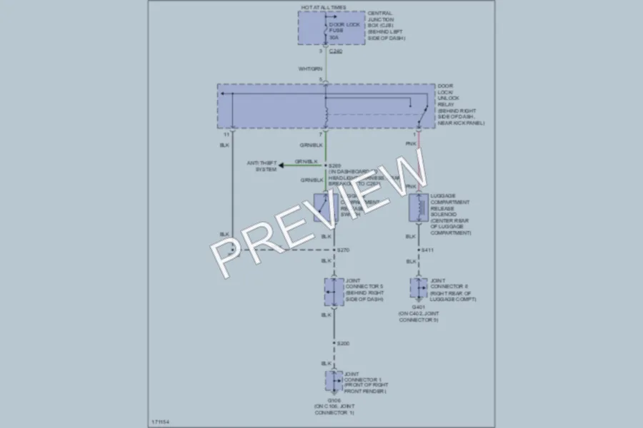 2003 Ford ZX2 Trunk Tailgate Fuel Door wiring diagram preview