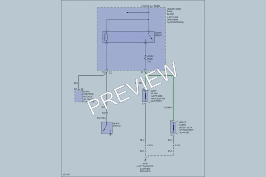 2003 GMC 3500 Horn wiring diagram preview