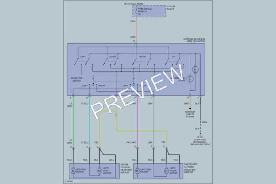 2003 GMC Safari Power Mirrors wiring diagram preview