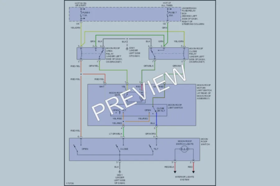 2003 Honda CRV Power Top Sunroof wiring diagram preview