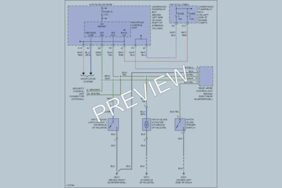 2003 Honda CRV Trunk Tailgate Fuel Door wiring diagram preview