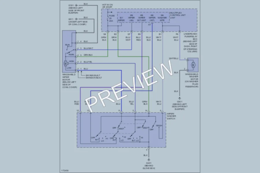 2003 Honda CRV Wiper Washer wiring diagram preview