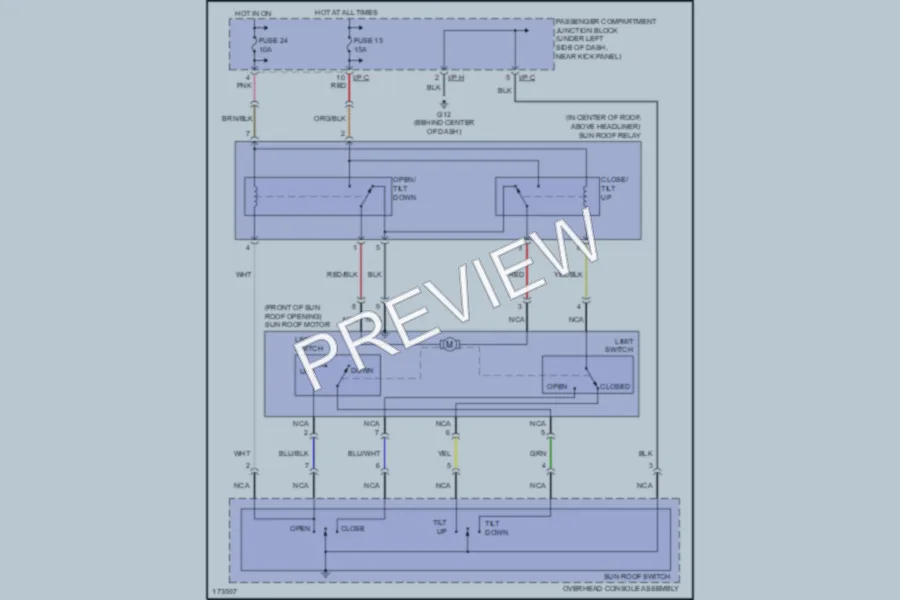 2003 Hyundai Elantra Power Top Sunroof wiring diagram preview