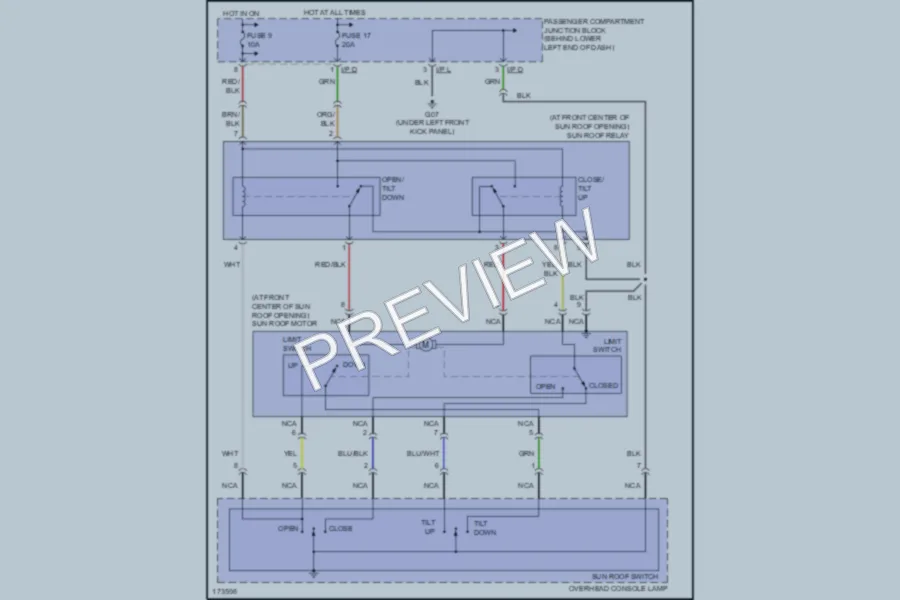 2003 Hyundai SantaFe Power Top Sunroof wiring diagram preview