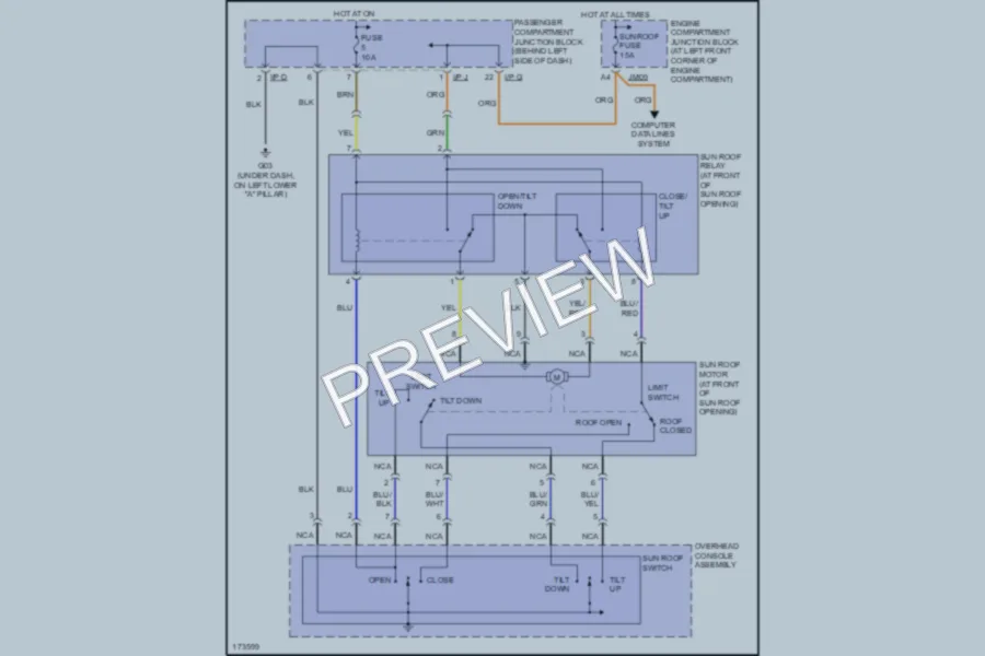 2003 Hyundai Sonata Power Top Sunroof wiring diagram preview