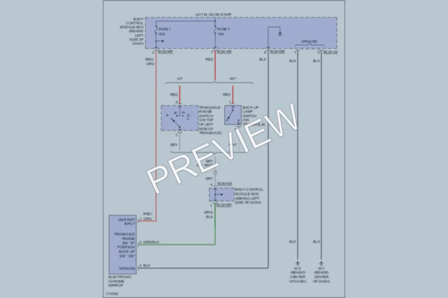 2003 Hyundai Tiburon Power Mirrors wiring diagram preview