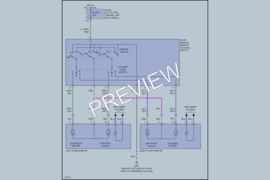 2003 Infiniti FX35 Power Mirrors wiring diagram preview