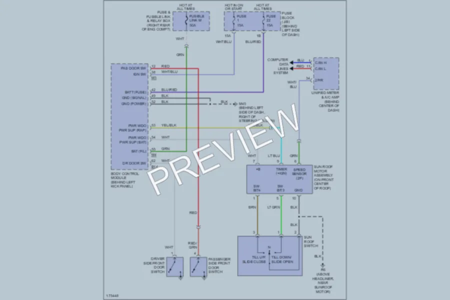 2003 Infiniti FX35 Power Top Sunroof wiring diagram preview