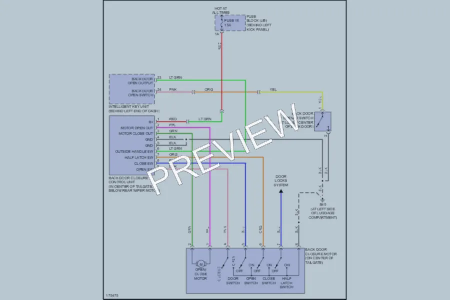 2003 Infiniti FX45 Trunk Tailgate Fuel Door wiring diagram preview