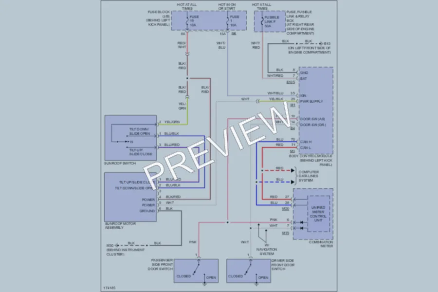 2003 Infiniti G35 Power Top Sunroof wiring diagram preview