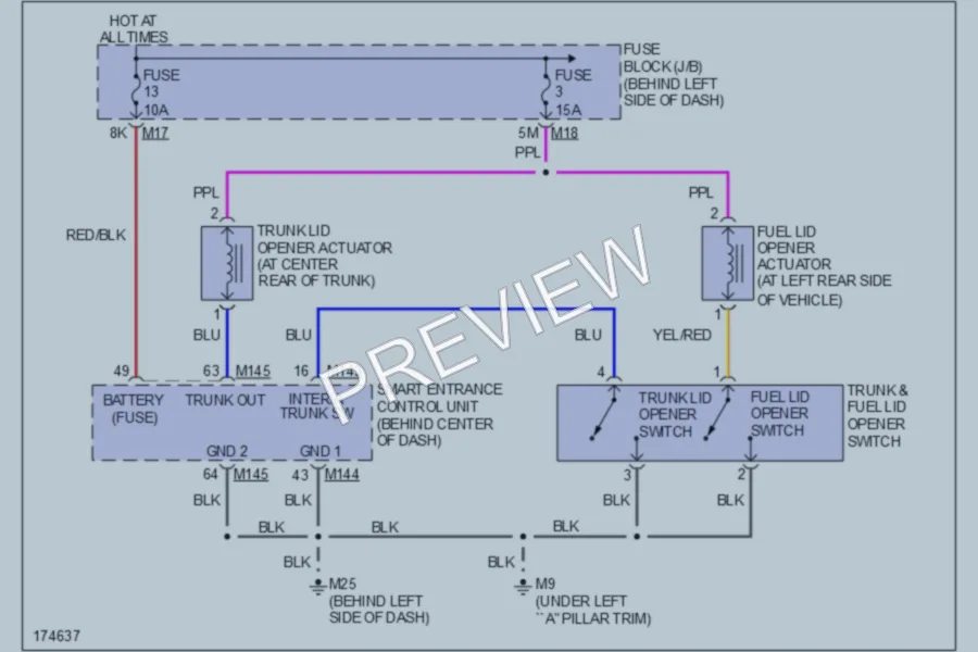 2003 Infiniti I35 Trunk Tailgate Fuel Door wiring diagram preview