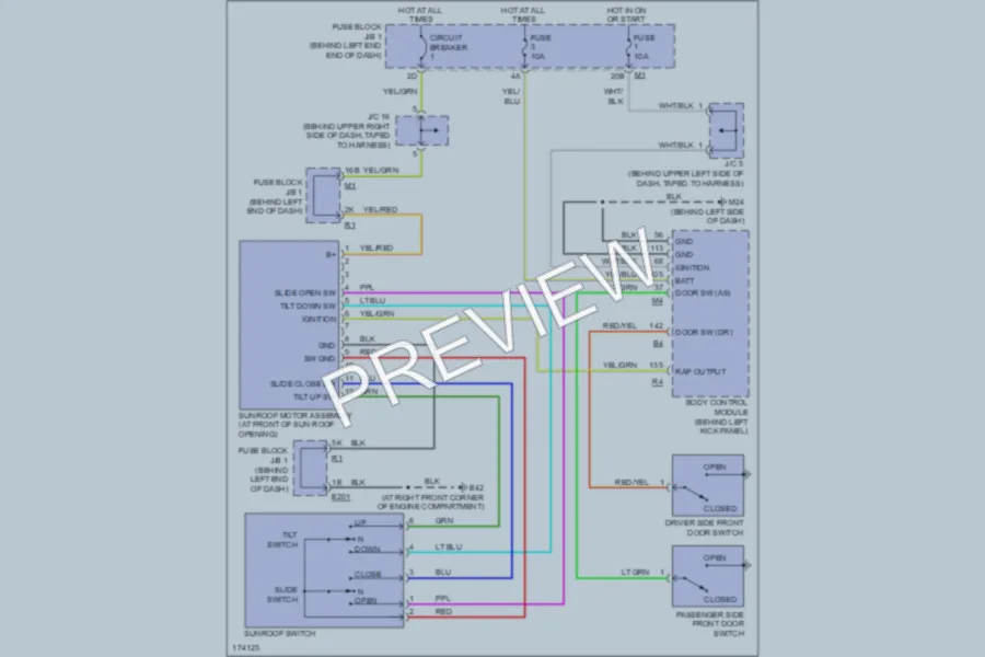 2003 Infiniti M45 Power Top Sunroof wiring diagram preview