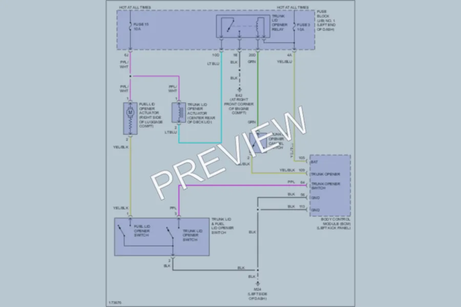 2003 Infiniti M45 Trunk Tailgate Fuel Door wiring diagram preview