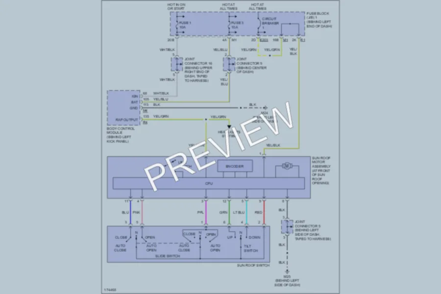 2003 Infiniti Q45 Power Top Sunroof wiring diagram preview