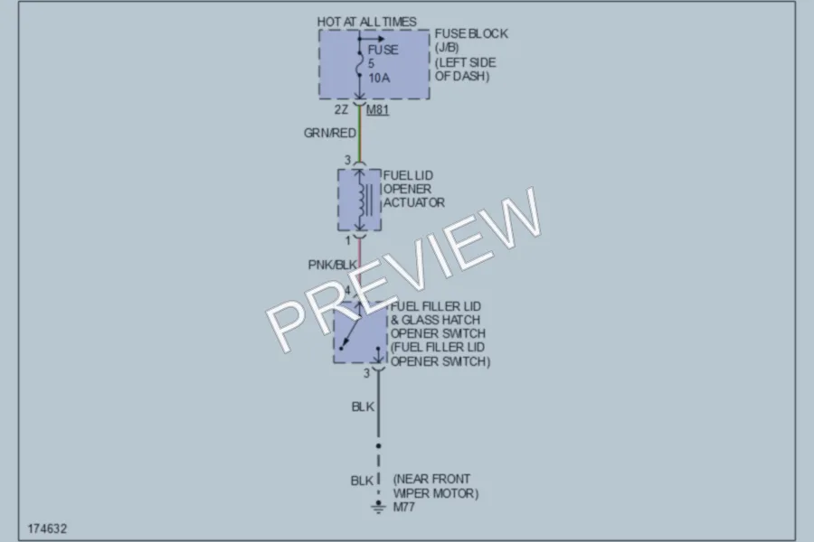 2003 Infiniti QX4 Trunk Tailgate Fuel Door wiring diagram preview