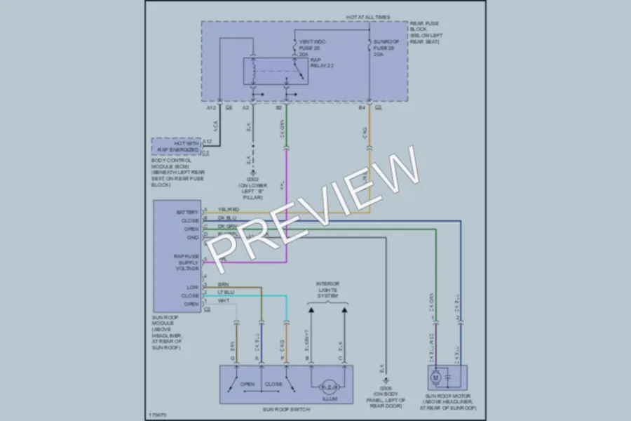2003 Isuzu Ascender Power Top Sunroof wiring diagram preview