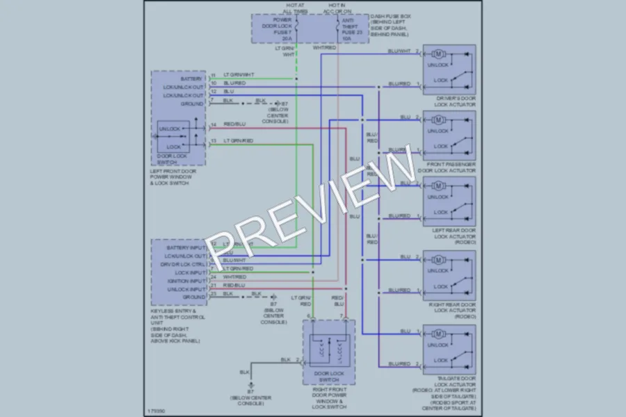 2003 Isuzu Rodeo Power Door Locks wiring diagram preview
