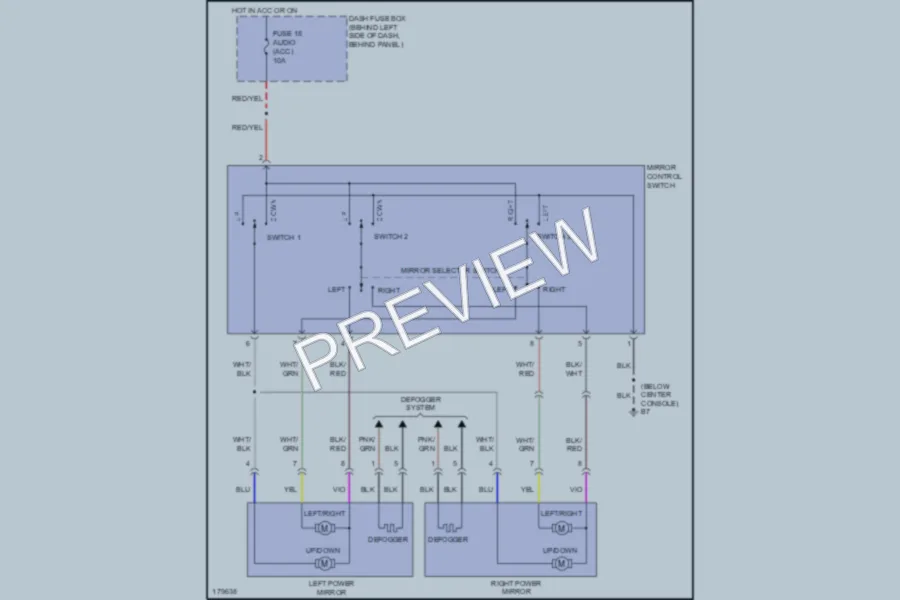 2003 Isuzu RodeoSport Power Mirrors wiring diagram preview