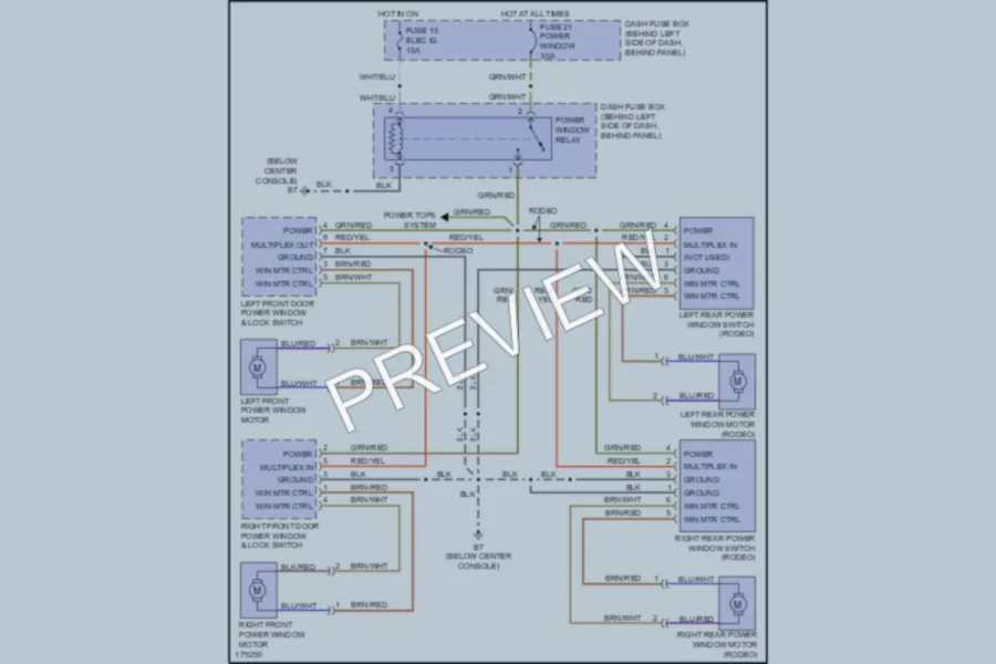 2003 Isuzu RodeoSport Power Windows wiring diagram preview