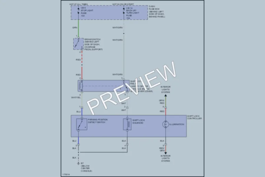 2003 Isuzu RodeoSport Shift Interlock wiring diagram preview