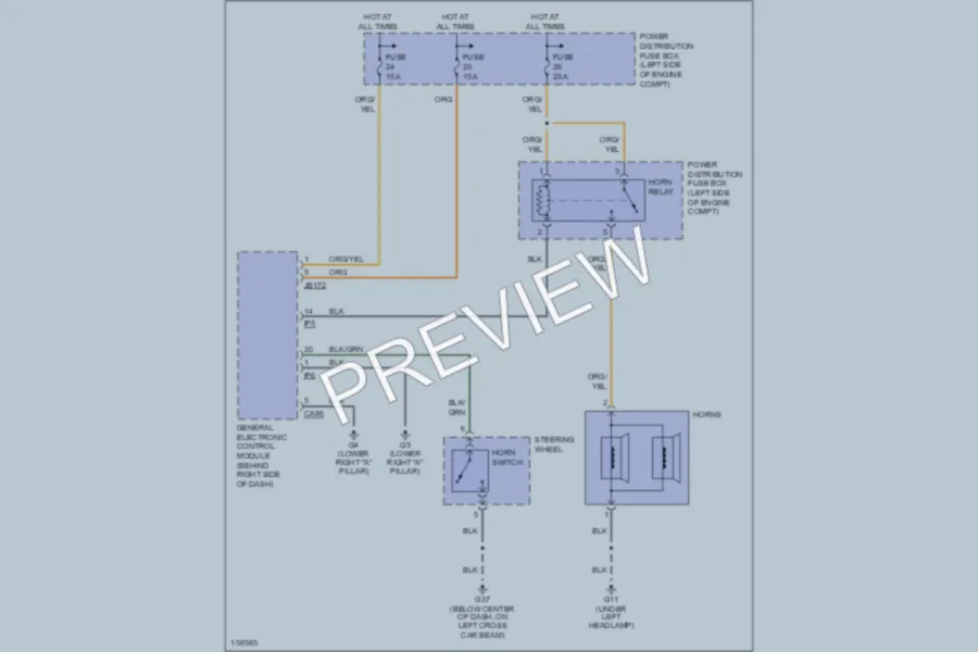 2003 Jaguar XType Horn wiring diagram preview