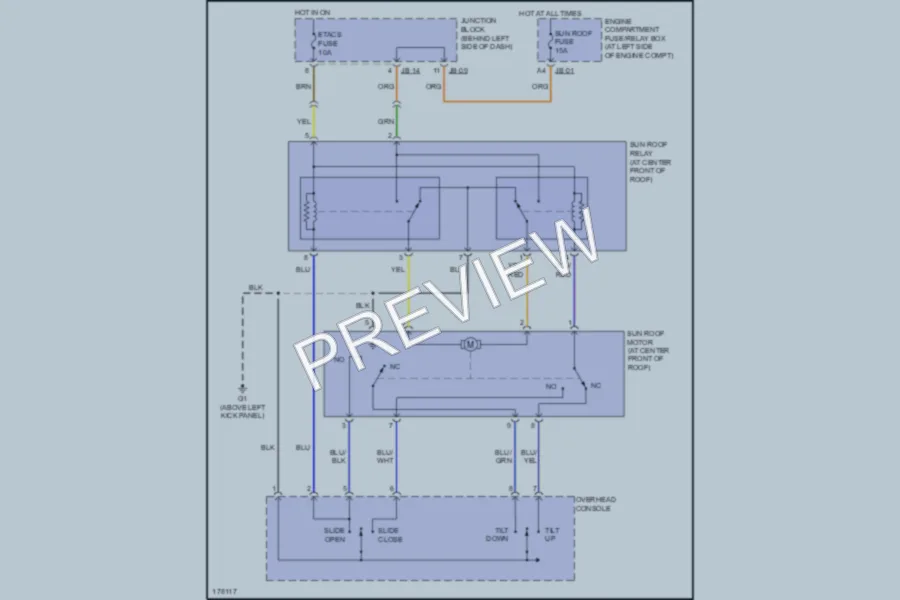 2003 Kia Optima Power Top Sunroof wiring diagram preview