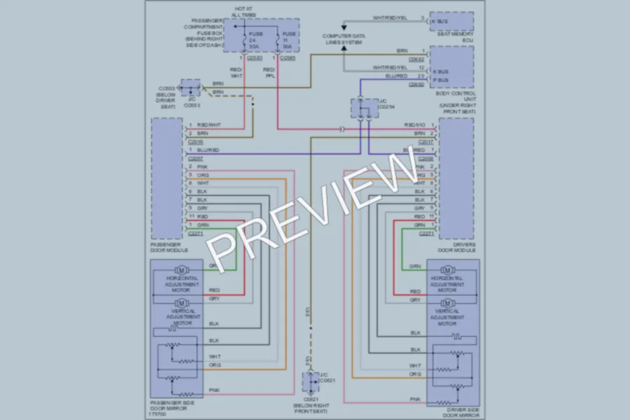 2003 LandRover RangeRover Memory Systems wiring diagram preview