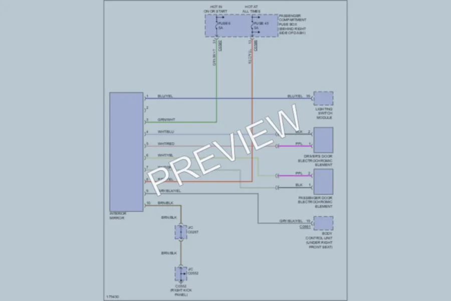 2003 LandRover RangeRover Power Mirrors wiring diagram preview