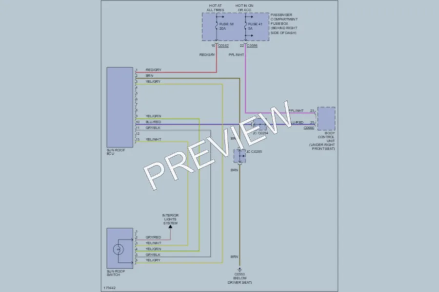 2003 LandRover RangeRover Power Top Sunroof wiring diagram preview