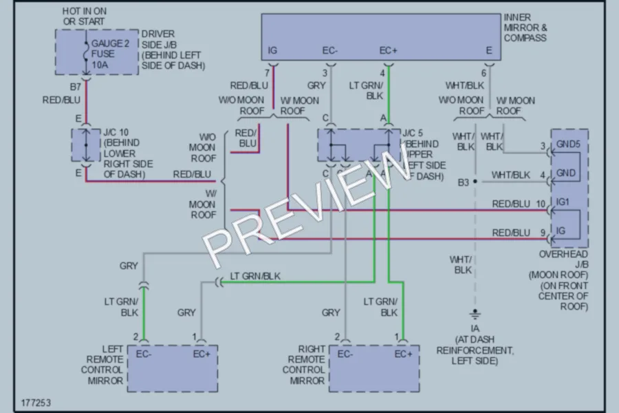 2003 Lexus ES300 Power Mirrors wiring diagram preview