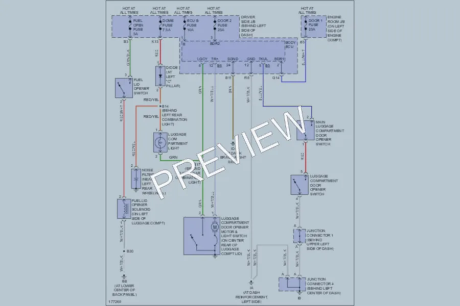 2003 Lexus ES300 Trunk Tailgate Fuel Door wiring diagram preview