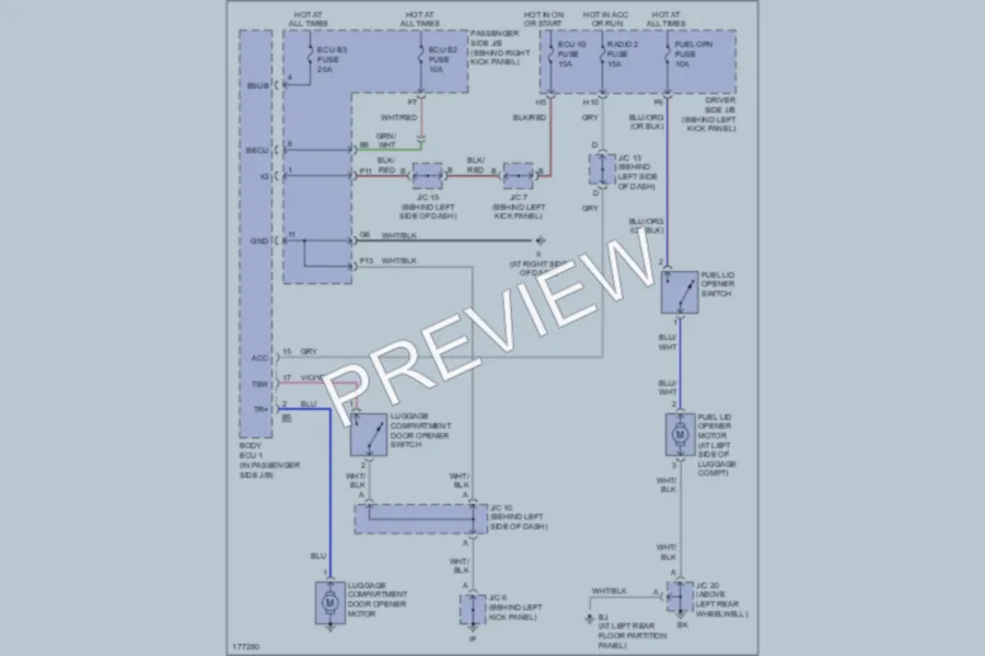 2003 Lexus GS300 Trunk Tailgate Fuel Door wiring diagram preview