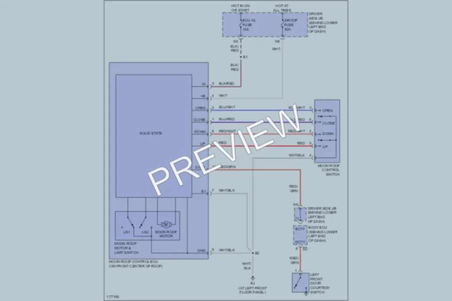 2003 Lexus IS300 Power Top Sunroof wiring diagram preview