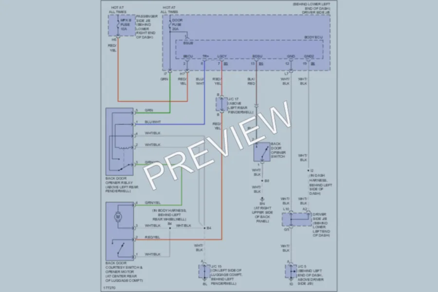 2003 Lexus IS300 Trunk Tailgate Fuel Door wiring diagram preview