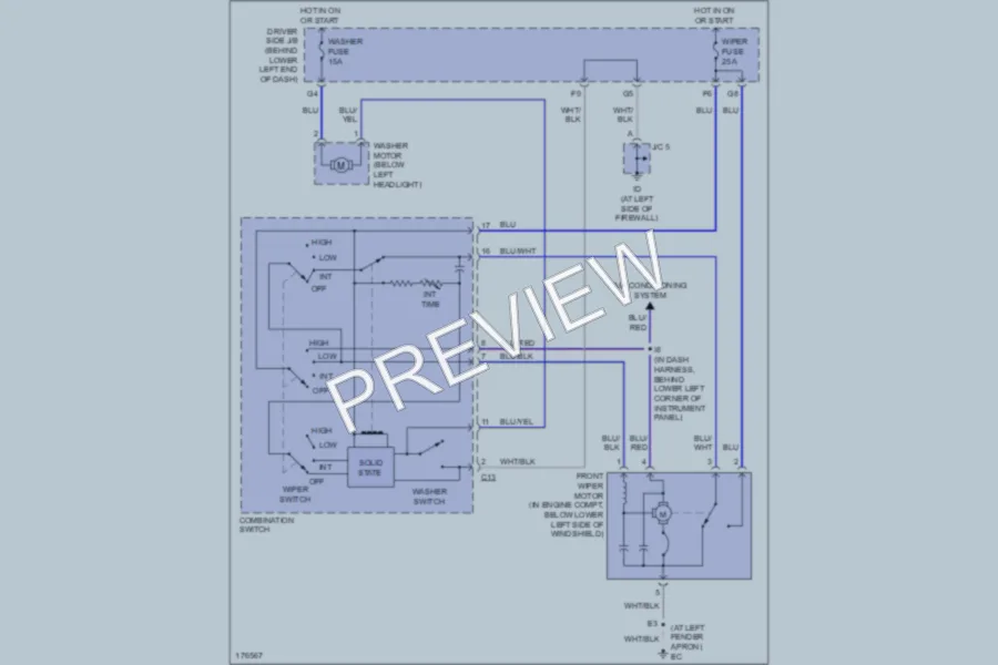 2003 Lexus IS300 Wiper Washer wiring diagram preview